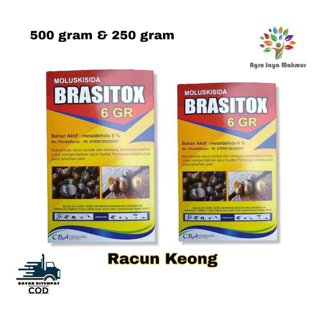 MOLUSKISIDA BRASITOX 6 GR 250 GRAM - 500 GRAM/RACUN KONTAK SIPUT MURBEI/RACUN KEONG/OBAT KEONG SAWAH
