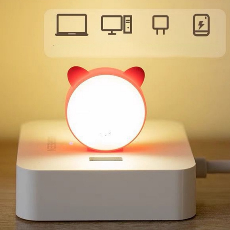 Lampu Baca LED Mini Portable Hemat Energi Bentuk Kartun Kucing Lucu Dengan Port USB