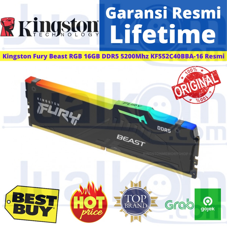 Ram Kingston Fury Beast RGB KF552C40BBA/16 16GB DDR5 5200Mhz Resmi