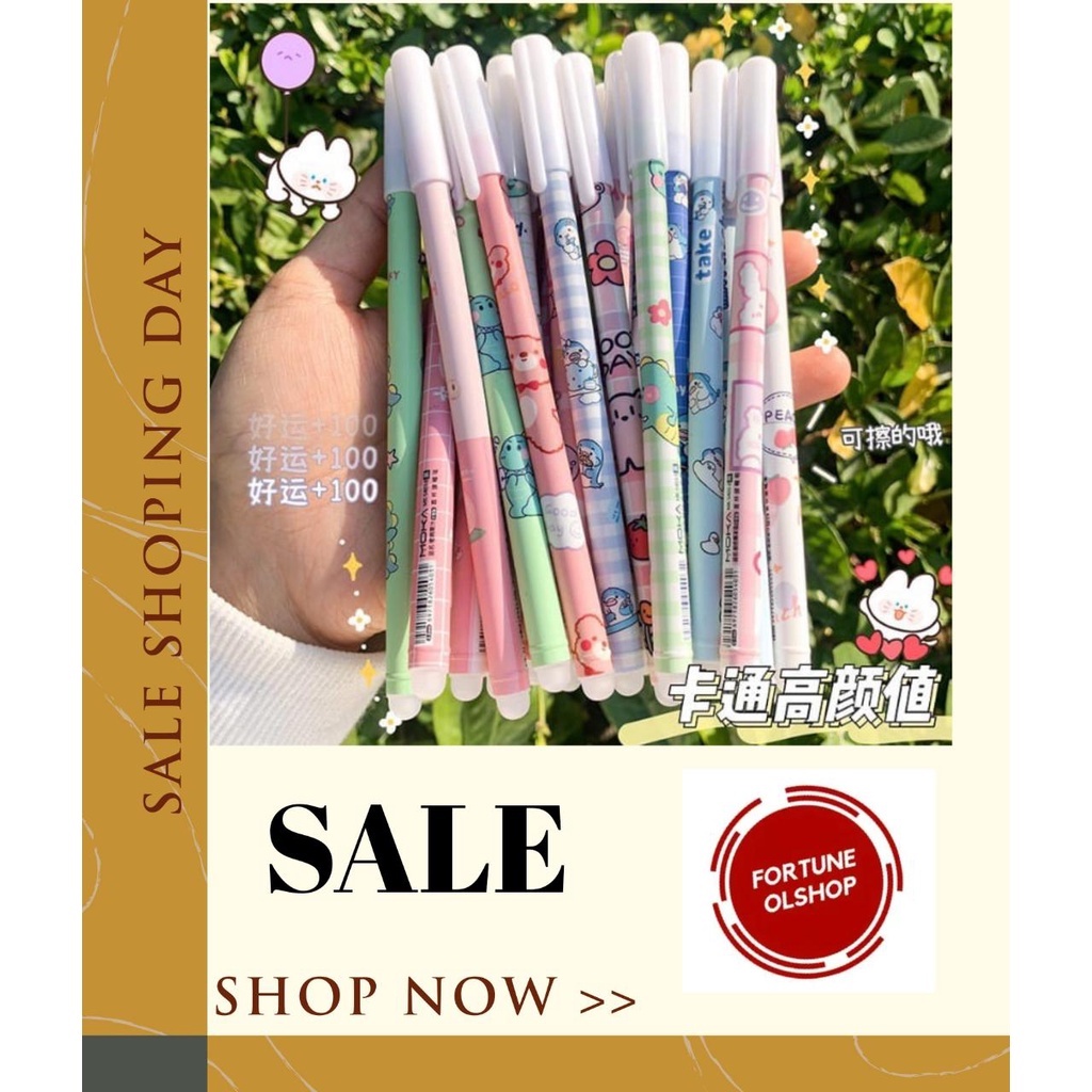 (FO) 6pcs pen bisa hapus/pen gel hapus/erasable pen/pen hapus lucu fancy warna biru