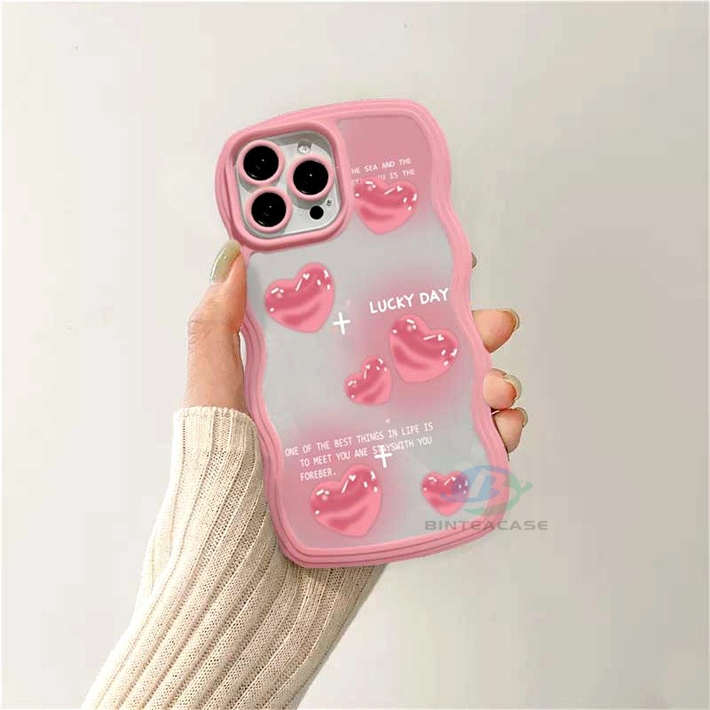 Oppo A17 A77S A57 2022 A15 A16 A16K A54 A53 A12 A5S A7 A3S A11k A31 A52 A92 A94 A93 A37 F9 A1K A76 Pink Hati Tulip Tepi Melengkung Casing Handphone TPU Binteacase