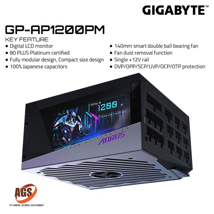 Power Supply GIGABYTE 1200W - AORUS GP-AP1200PM 80+ Platinum