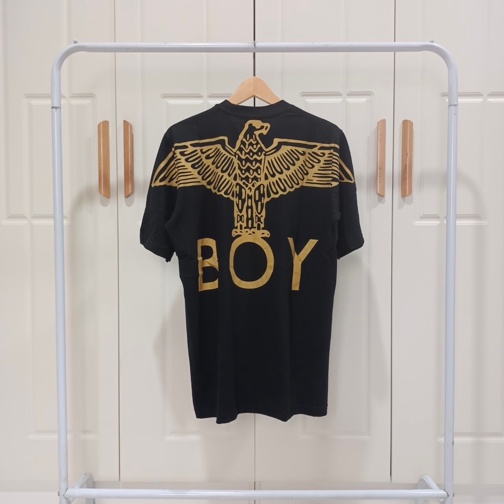 Jual Kaos Boy London Big Logo Gold Besic Tee Hitam 24s Shopee Indonesia