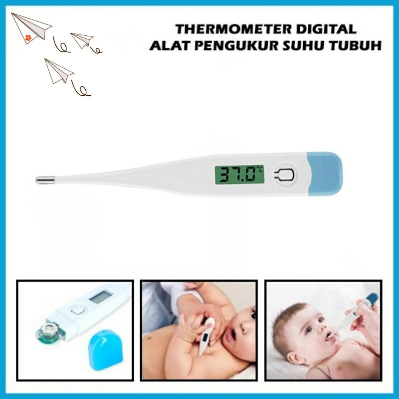 Termometer digital themometer digital alat pengukur suhu tubuh badan otomatis butuh baterai praktis berkualitas bagus aman murah