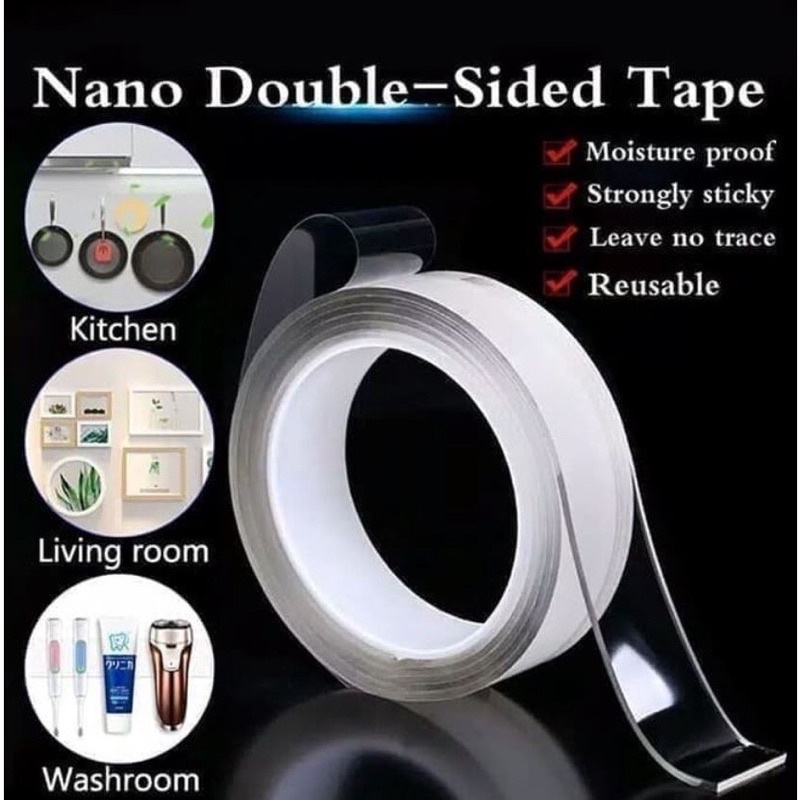 COD✔️ Double Tape Nano Bening Transparan 1-3-5Meter