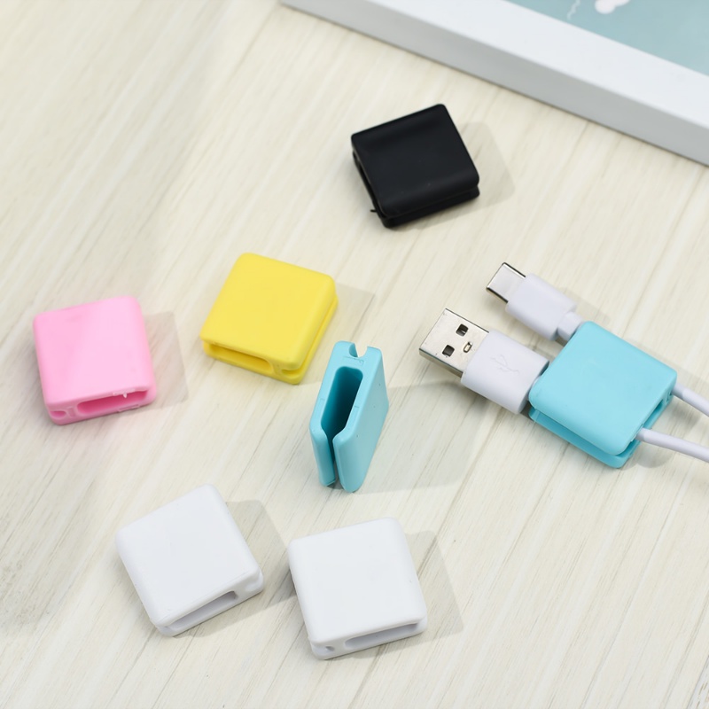 1pc Klip Organizer Kabel Data / Charger / Earphone Portable Warna Acak Untuk Rumah / Kantor / Travel