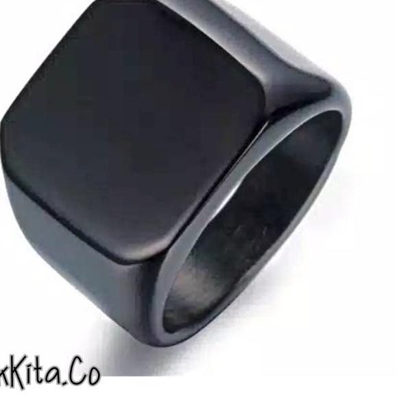Cincin Pria Hitam Titanium Model Kotak Polos / Cincin Pria Titanium