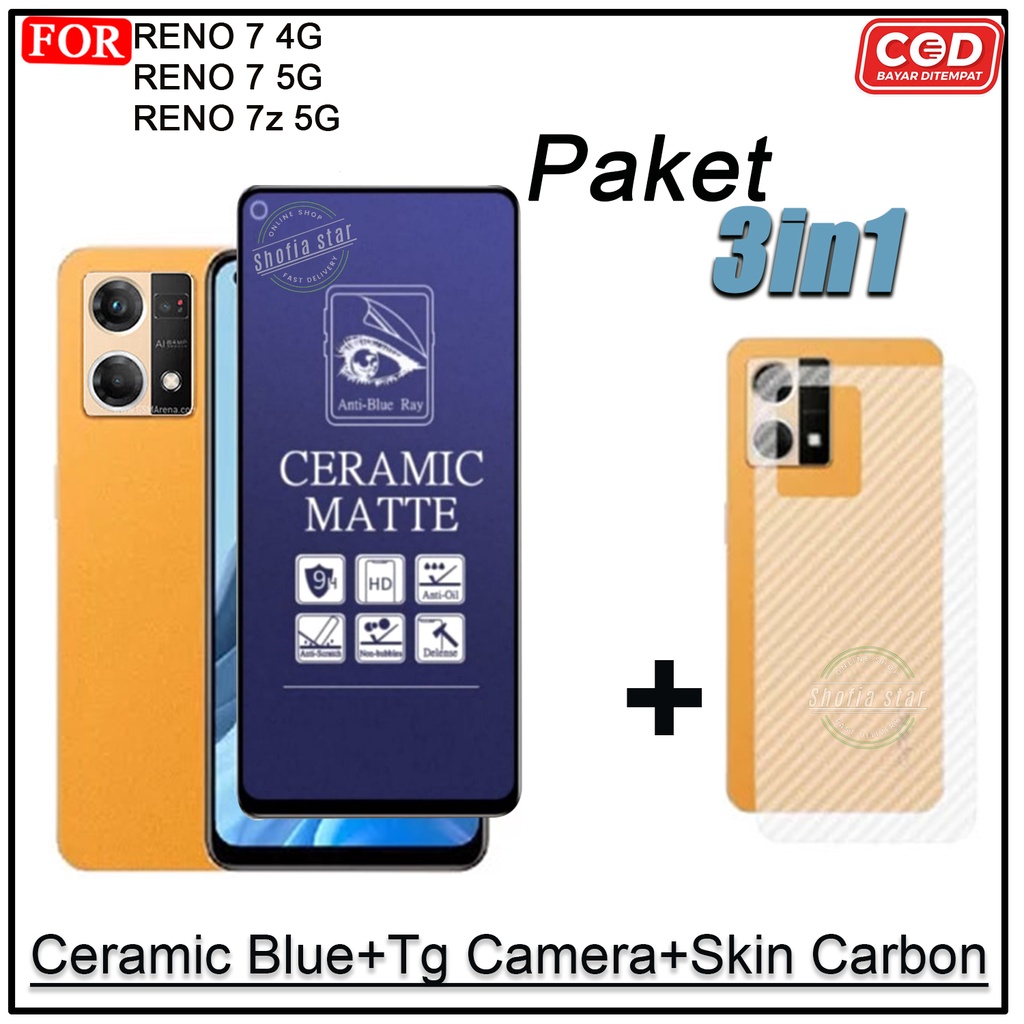 PAKET 3IN1 Ceramic Privacy Matte Oppo Reno 7 4G 5G 7z 5G 4 Anti Spy Full Cover