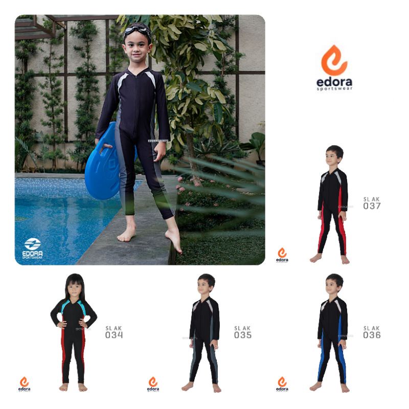 Baju renang anak 3-5 tahun TK model terusan diving panjang  unisex laki laki perempuan Edora SL AK