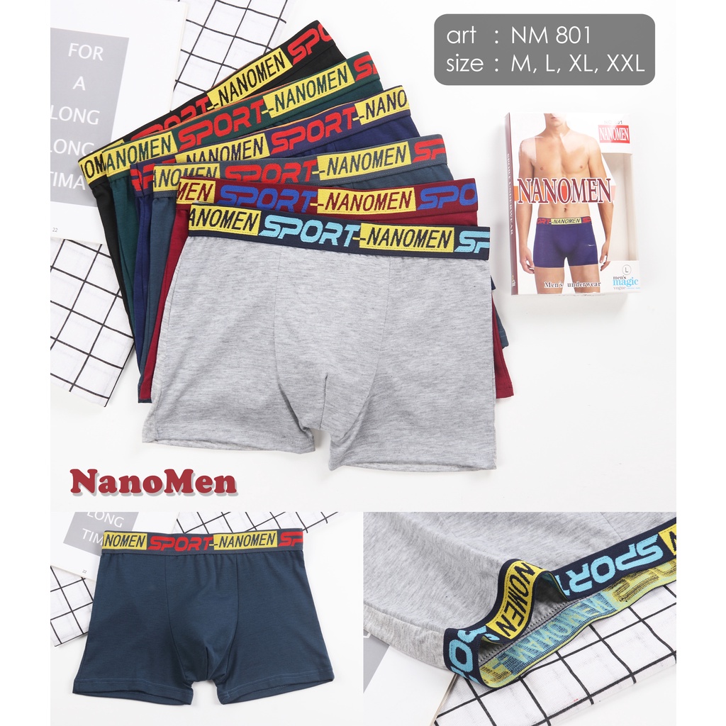 NANOMEN | Celana Dalam Boxer Pria / Celana Dalam Segi4 Pria / Art NM 801