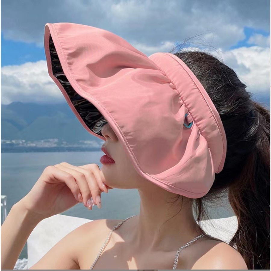 TOPI PANTAI WANITA LEBAR LIPAT PELINDUNG UV MATAHARI KOREAN STYLE