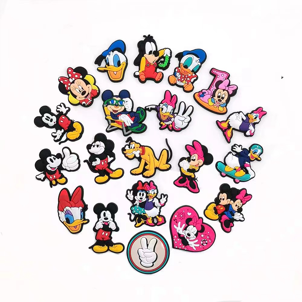 Charms Pin Jibbitz Crocs Bentuk Kartun Mickey Donald Duck Untuk Aksesoris Dekorasi Sandal