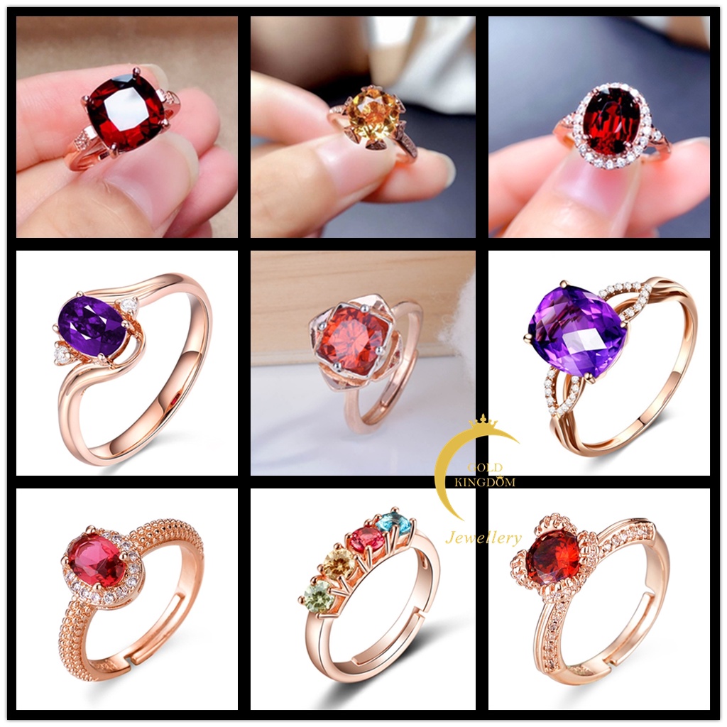 Goldkingdom Perhiasan Fashion Emas Asli Kadar 375 Bangkok Aksesoris Ready Stock 50desain Rose Gold Wanita Cantik Cincin Adjustable Rings Shine Like A Diamond