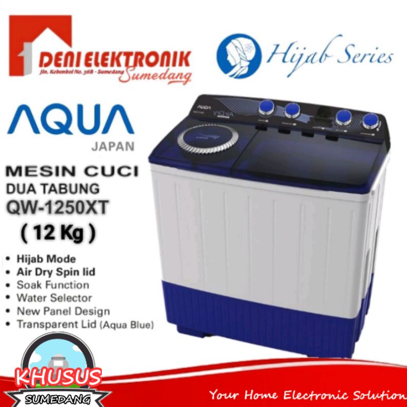 Mesin Cuci 2 Tabung Aqua Japan 12 Kg QW1250XT