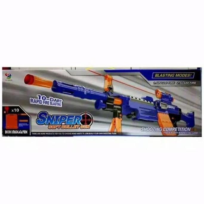 Mainan Anak Pistol Sniper Soft Bullet Gun Automatic Otomatis Miri Nerf stock ada