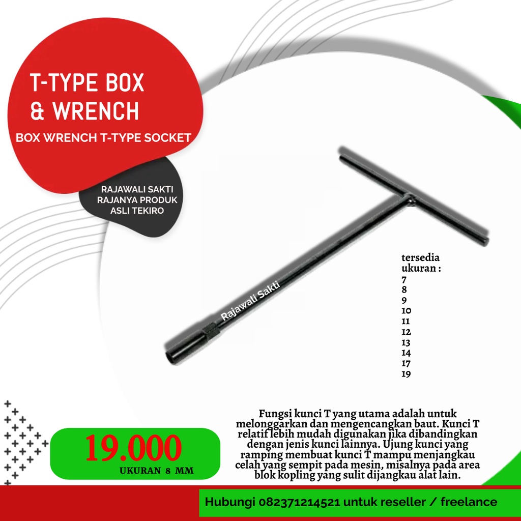 TEKIRO KUNCI SHOCK T HITAM UKURAN 9 MM