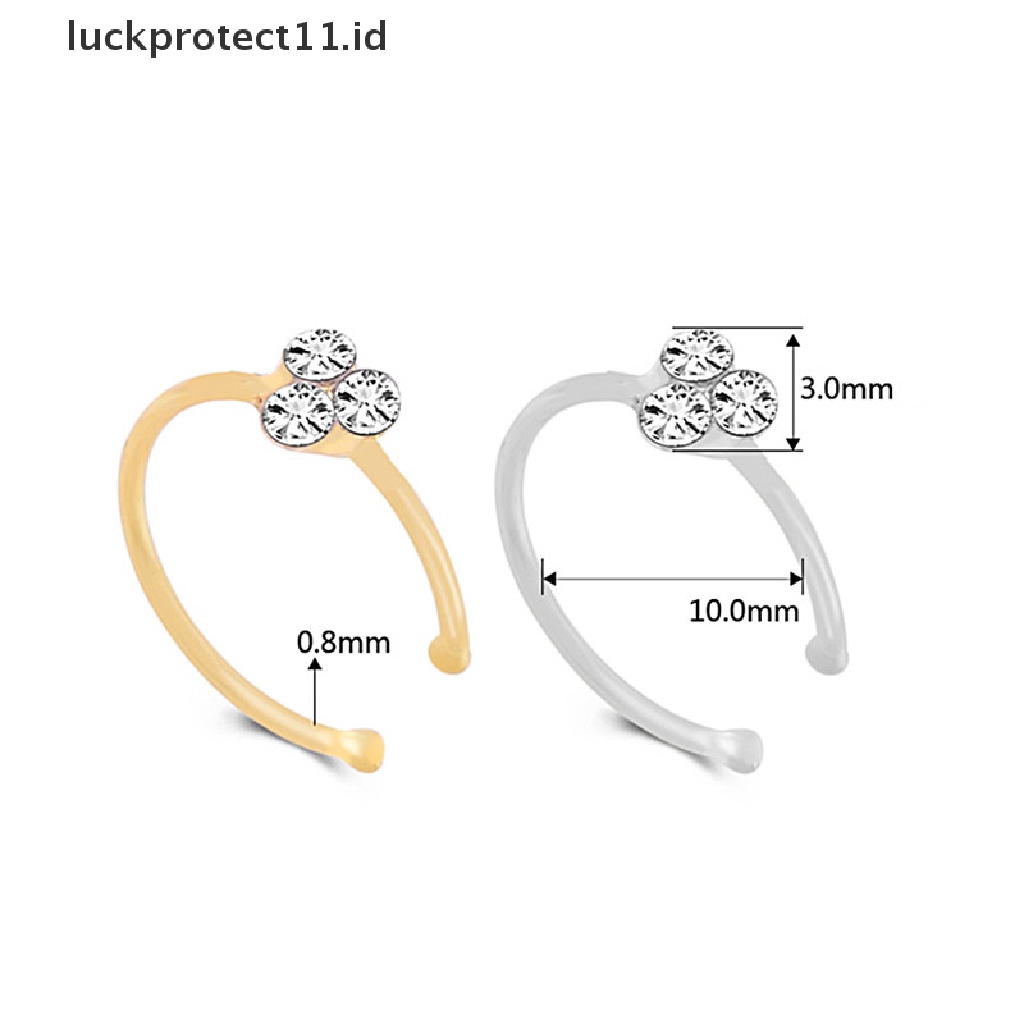 Cincin Tindik Hidung Bahan Surgical Steel Hias Kristal / Berlian Imitasi Untuk Wanita