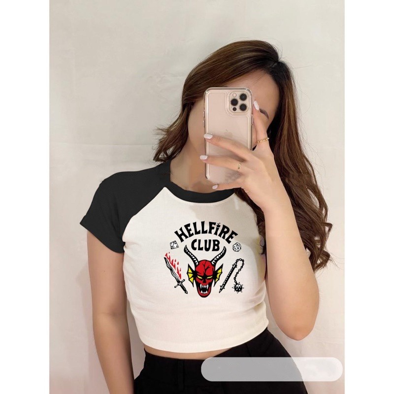 BEFAST - ZEC Tshirt Crop MIRA / Crop Top Wanita HellFire Club RIB (LD 88, P 40) / Kaos Crop Top Keluaran Terbaru / Atasan Wanita Lengan Panjang / Pakaian Santai Casual Remaja Wanita / Tshirt Crop Motif / Fashion Kekinian Wanita Trendy / Crop Top Termurah