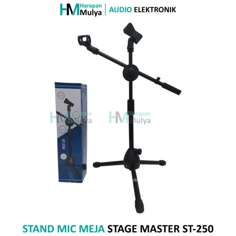 Stage Master ST-250 Stand Mic Tiang Dudukan Microphone Meja Rapat Podium + Bonus 2 Holder Mik