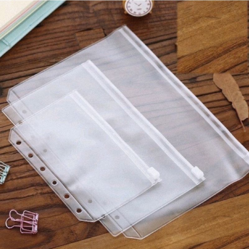 Zip Pocket Zipper Kantong Serbaguna Size A6 Multifungsi Storage Klip