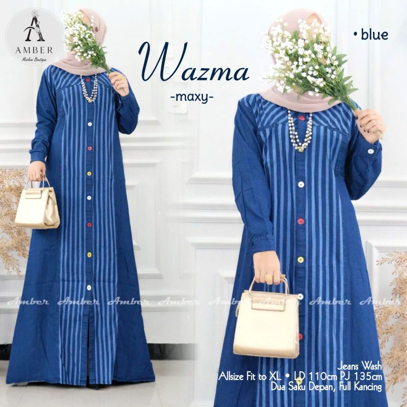 Wazma Maxy Gamis Jeans Full Kancing By Amber