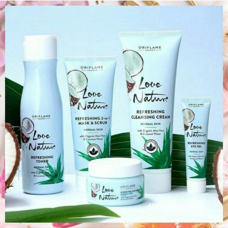 Love Nature With Organic Aloe Vera &amp; Coconut Water Refreshing Cleansing Cream / Refreshing Toner / Mask &amp; Scrub / Face Cream / Soap