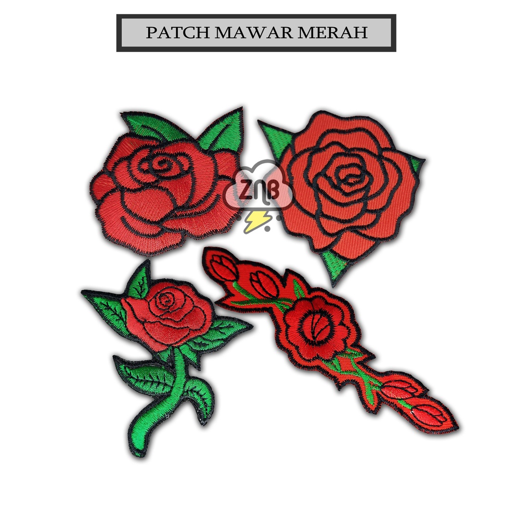 PATCH BUNGA MAWAR MERAH EMBLEM MAWAR PATCH KARAKTER LUCU BEST QUALITY