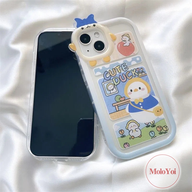 Soft Case Desain Kartun Bebek Monster 3D Untuk iPhone 11 12 14 13 Pro MAX 7 14 6 6s 8 Plus XR X XS MAX SE 2020