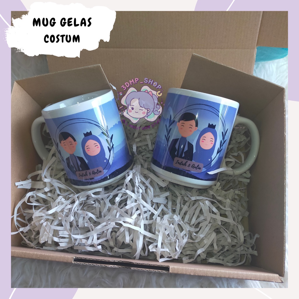 Mug couple pasangan kado hampers nikah nikahan kawinan resepsi tunangan custom request