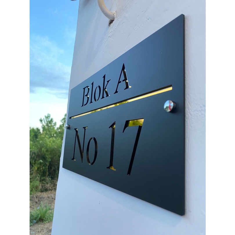 Nomor Rumah Black DOFF GOLD Akrilik Nomer Rumah GOLD Eksklusif/ Plat Nomor Rumah Terbaru/Proses Cepa