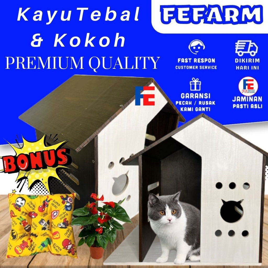 Rumah Kucing Besar dan Tebal Model Stylish Premium Quality Desain Unik Hewan Peliharaan FEFARM