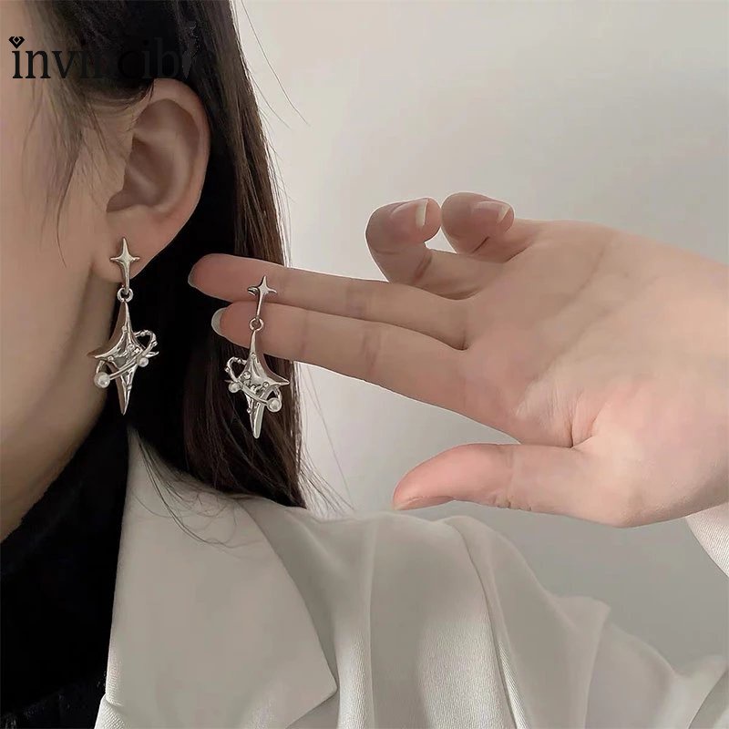 1 Pasang Anting Stud Kristal Mutiara Bentuk Planet Bintang Tidak Teratur