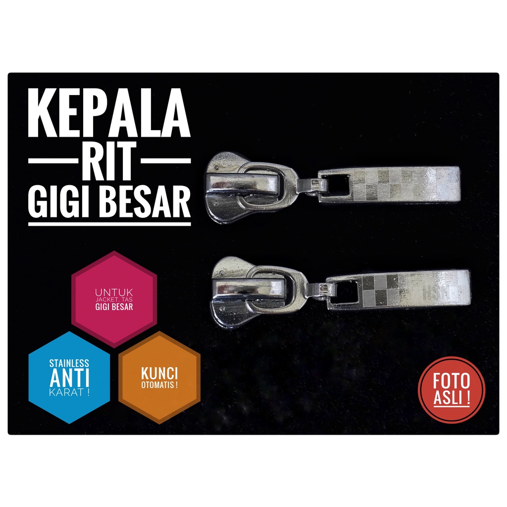 kepala ritsleting / resleting jaket gigi besar / zipper jaket