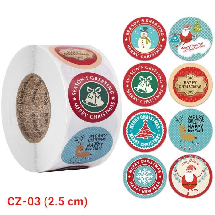 

Stiker Natal isi 500 Kartu Ucapan Hangtag Sticker Merry Christmas Card - CZ-03 (2.5 CM)
