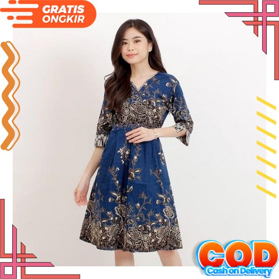 Dress Batik Premium Modern Wanita Rianty Batik Weda Dress Wanita Terbaru Dres Batik Natal Bahan Prem