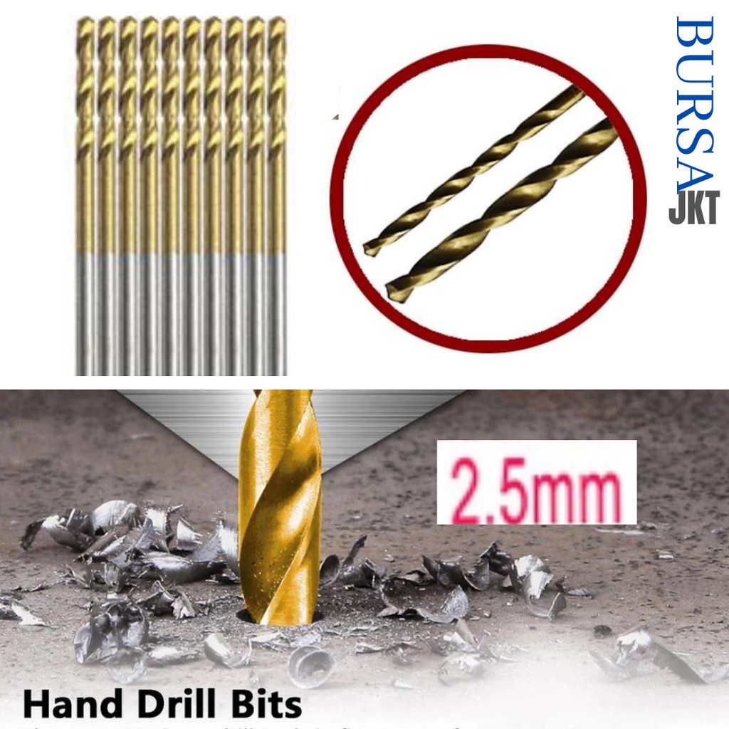 MATA BOR HSS 4241 TITANIUM COATED 2.5 MM ISI 10 PC