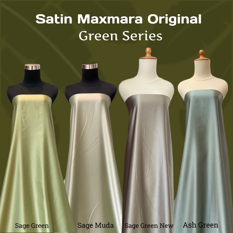 Bahan Satin Maxmara Silk Lux Premium Meteran Mewah Warna Hijau Sage Green