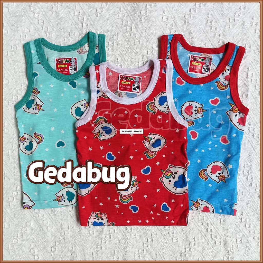 3 Pcs - Singlet Agree Kids SM - 004 Cats Star | Singlet anak motif Lucu dan Berkualitas | Gedabug