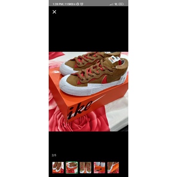 Nike blazer low x sacai british tan ukuran 42