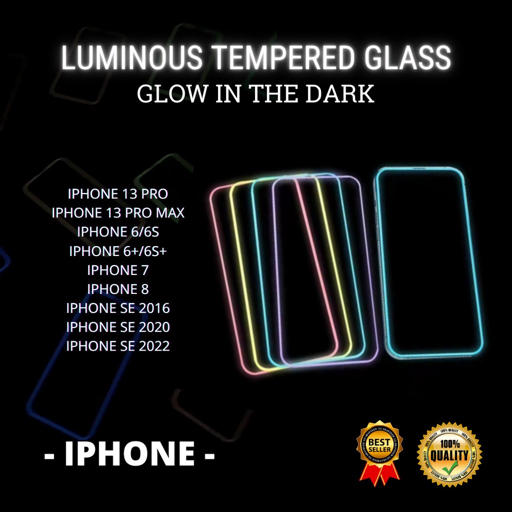 TG LUMINOUS GLOW IN THE DARK IPH 13 PRO-13 PRO MAX-6/6S-6+/6S+-7-8-SE 2016-SE 2020-SE 2022