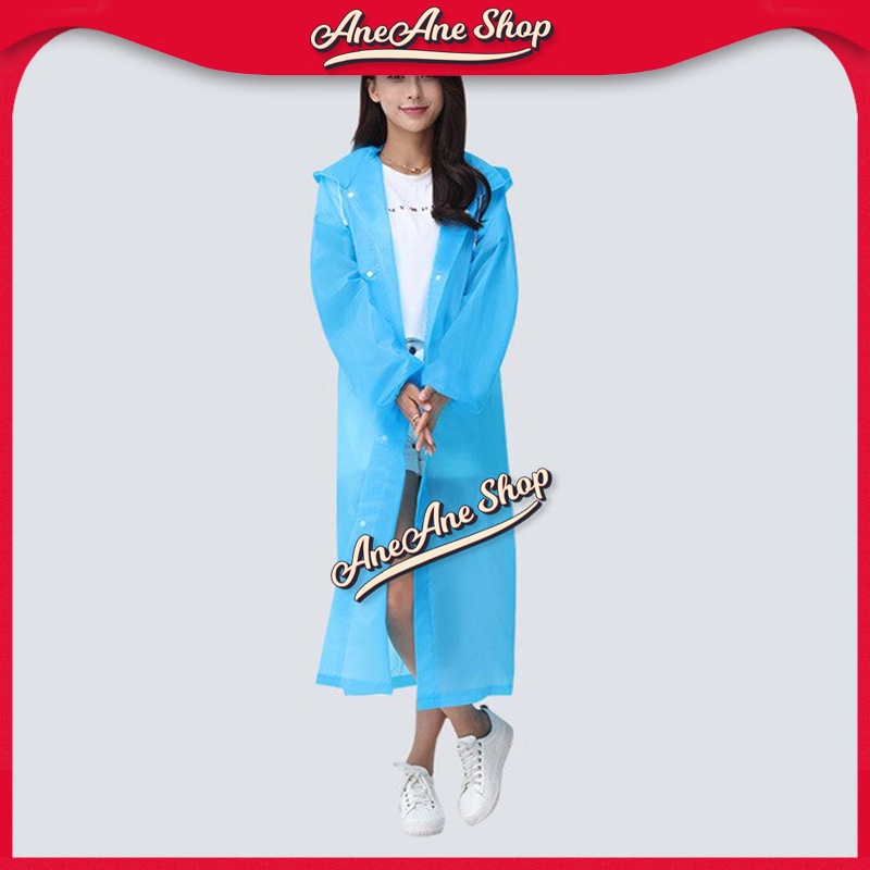 Jas Hujan Bertudung Dengan Kancing Modis Dewasa Tebal Ponco Raincoat