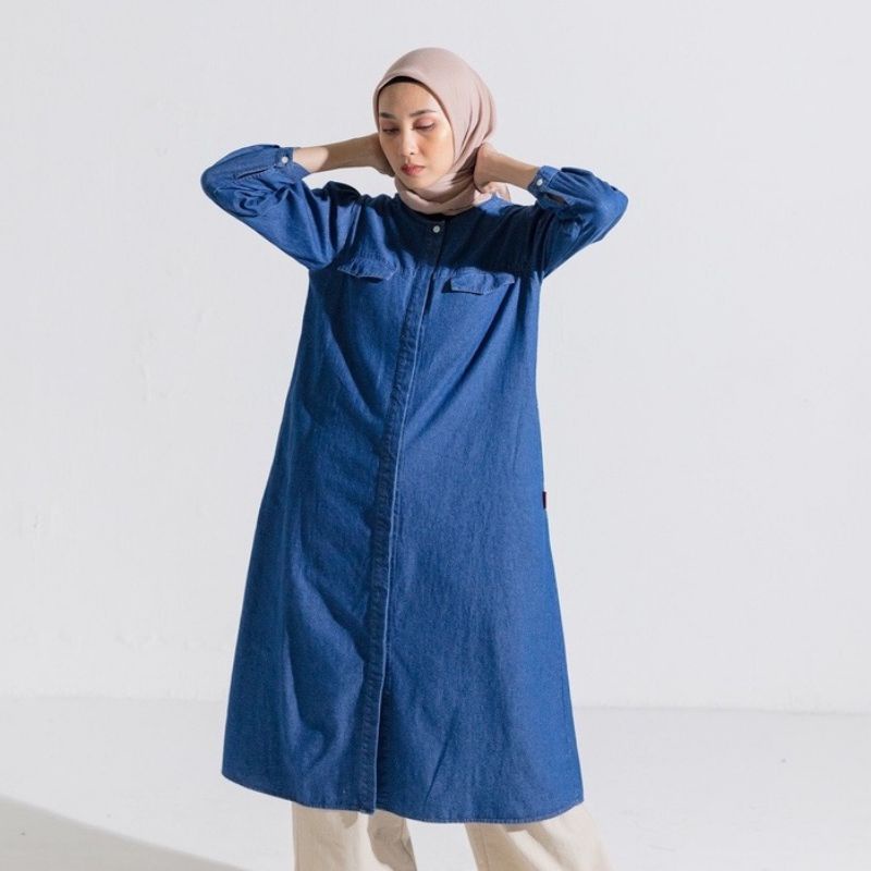 Dress Wanita Muslim Dauky M Dress Katun Denim
