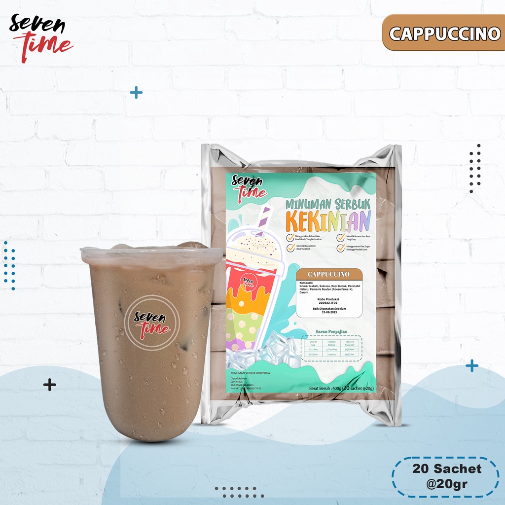 

Minuman Serbuk Kekinian Seventime Cappuccino 400 gr @20 Sachet