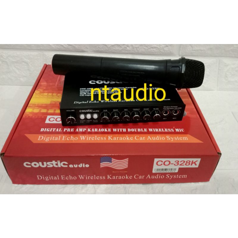 Parametrik pre amp Coustic audio CO-328K karaoke wireless mic  with subwoofer coustic audio CO-328K