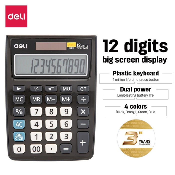 

] KALKULATOR MEJA 12 DIGIT KECIL DELI W1238 BAGUS DESKTOP CALCULATOR