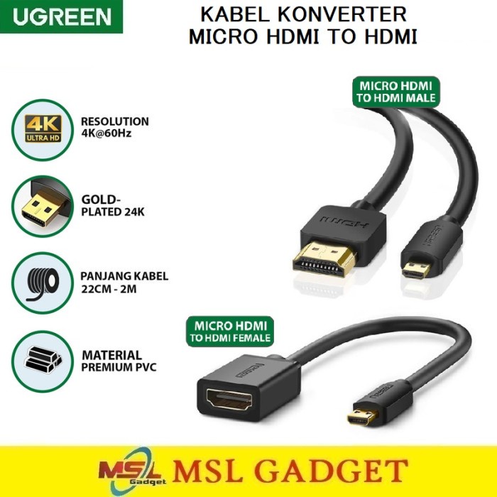 Jual Ugreen Kabel Konverter Micro Hdmi To Hdmi Hd K Kamera Gopro