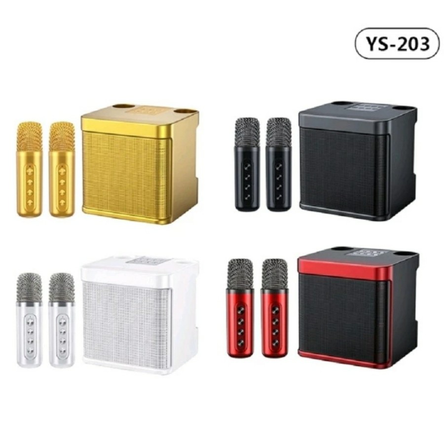 Microphone YS 203 Wireless Karaoke Speaker Bluetooth Dua Mic Ktv Efek
