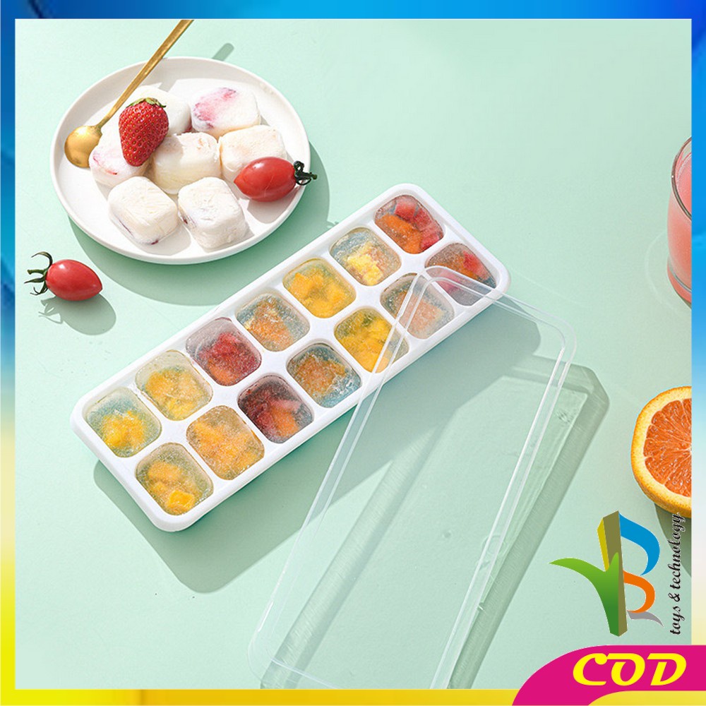 RB-C532 Cetakan Es Batu Dengan Tutup Bentuk Kotak Bahan Silikon Serbaguna / Ice Cube Tray 14 Slot / Cetakan Coklat Pudding Jelly