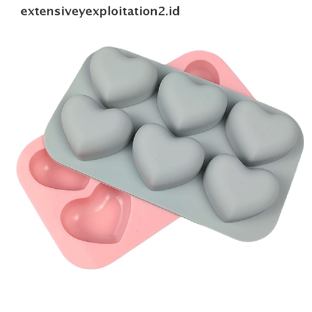 1 Pc Cetakan Kue Bentuk Hati 3D 6 Rongga Bahan Silikon