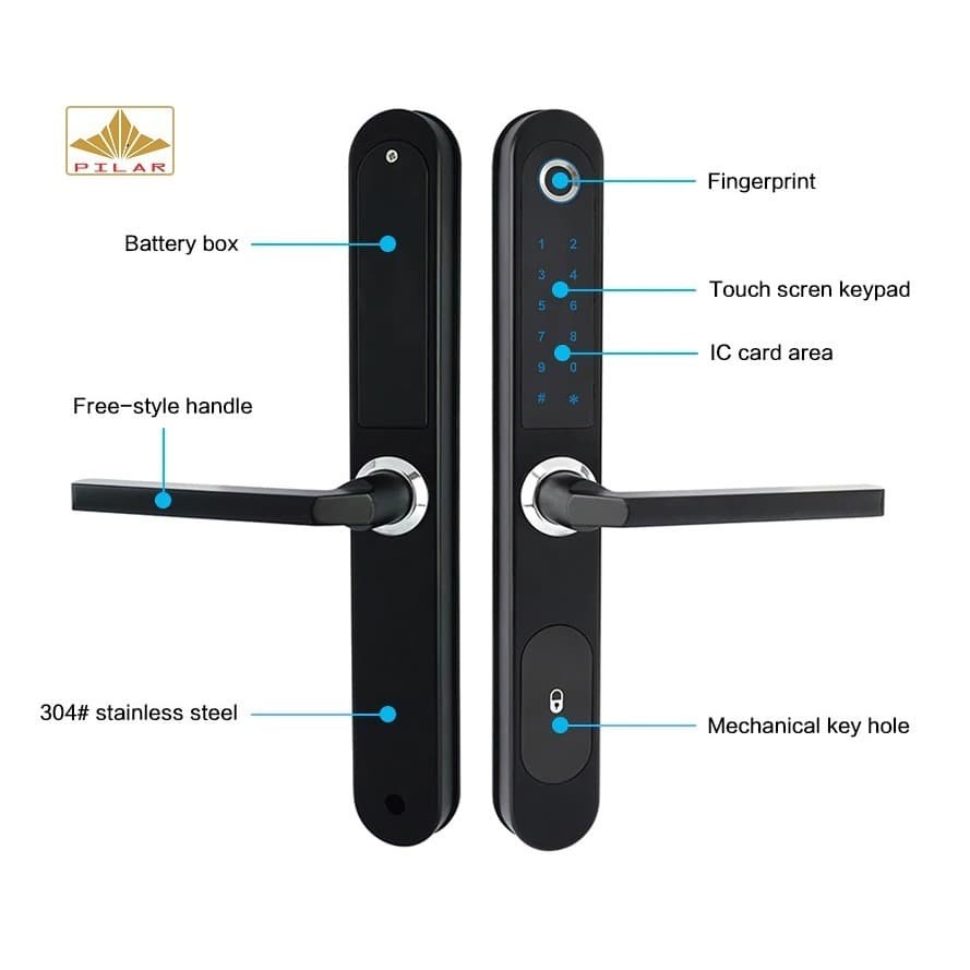 KUNCI SIDIK JARI VILLA RUMAH, KUNCI PINTU FRAME ALUMINIUM